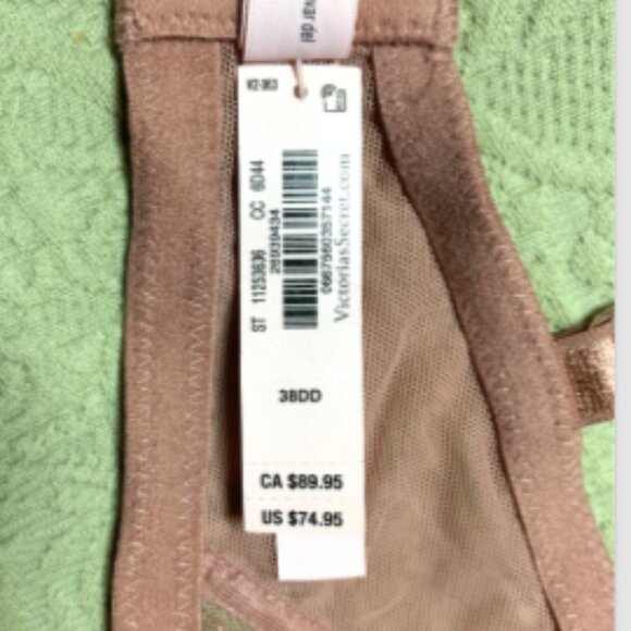 Victoria's Secret Very Sexy Stardust Embroidery Rose Gold Unlined Demi Bra 38DD - Picture 12 of 12